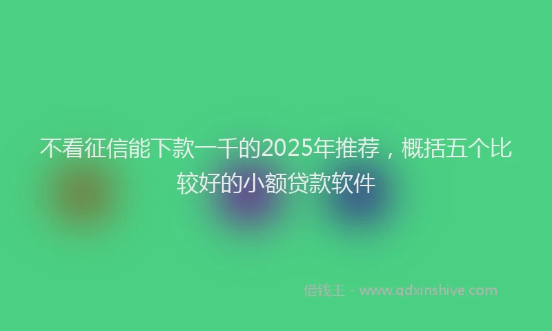 不看征信能下款一千的2025年推荐，概括五个比较好的小额贷款软件