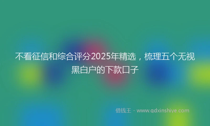 不看征信和综合评分2025年精选，梳理五个无视黑白户的下款口子