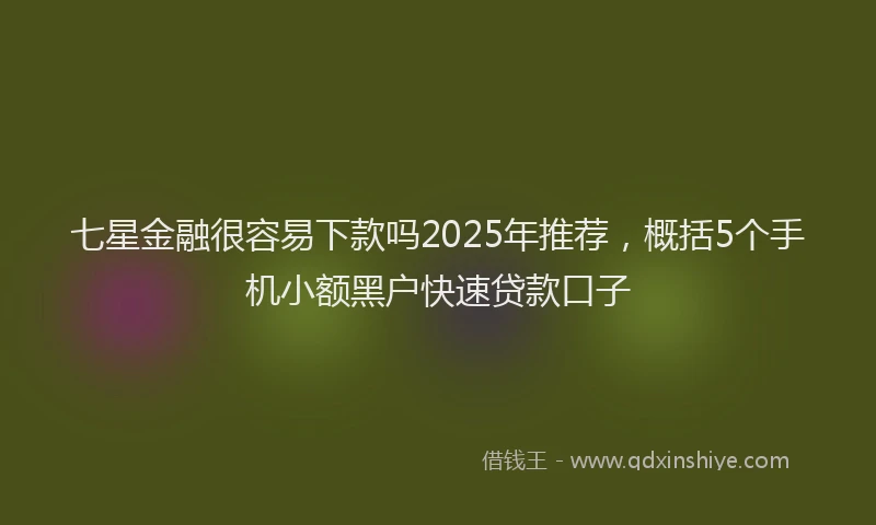 七星金融很容易下款吗2025年推荐，概括5个手机小额黑户快速贷款口子