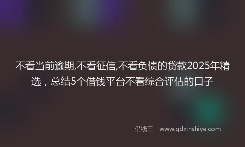 不看当前逾期,不看征信,不看负债的贷款2025年精选，总结5个借钱平台不看综合评估的口子