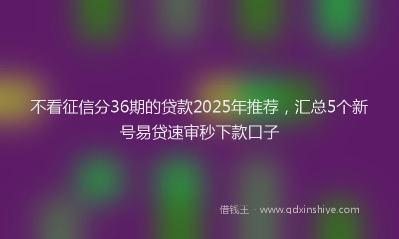 不看征信分36期的贷款2025年推荐，汇总5个新号易贷速审秒下款口子