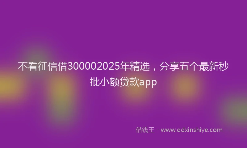 不看征信借300002025年精选，分享五个最新秒批小额贷款app