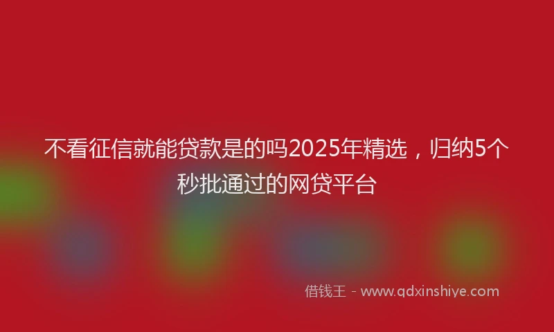 不看征信就能贷款是的吗2025年精选，归纳5个秒批通过的网贷平台