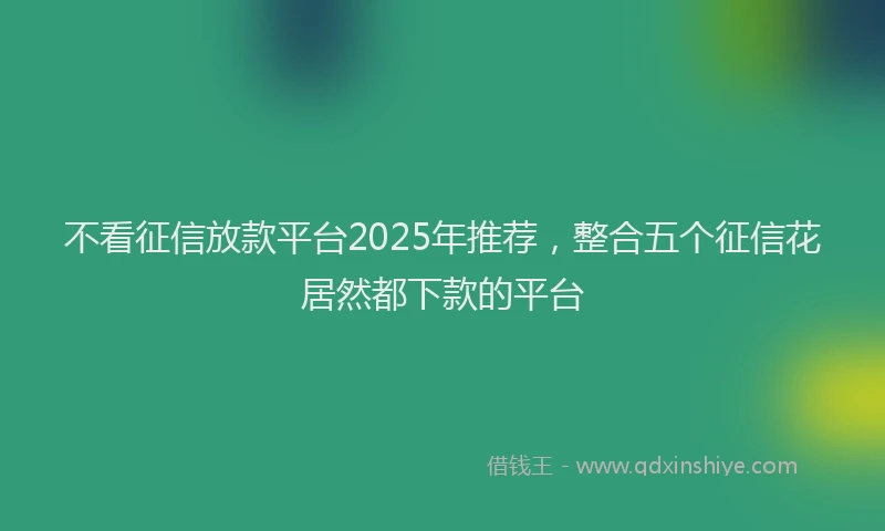 不看征信放款平台2025年推荐，整合五个征信花居然都下款的平台