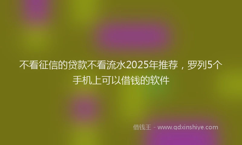 不看征信的贷款不看流水2025年推荐，罗列5个手机上可以借钱的软件