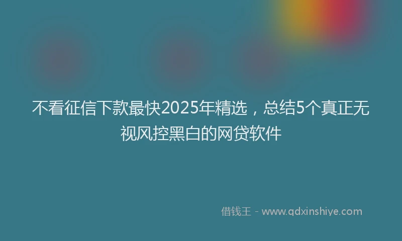 不看征信下款最快2025年精选，总结5个真正无视风控黑白的网贷软件