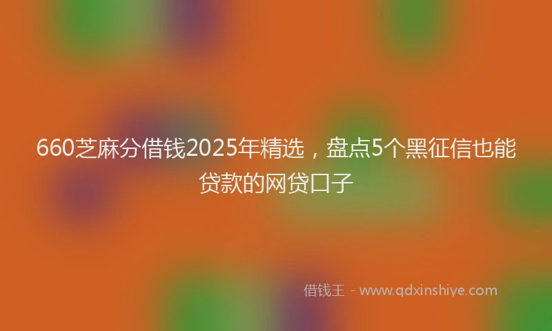 660芝麻分借钱2025年精选，盘点5个黑征信也能贷款的网贷口子