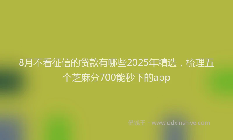 8月不看征信的贷款有哪些2025年精选，梳理五个芝麻分700能秒下的app