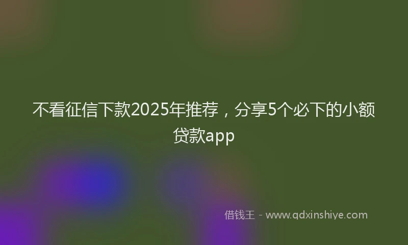 不看征信下款2025年推荐，分享5个必下的小额贷款app