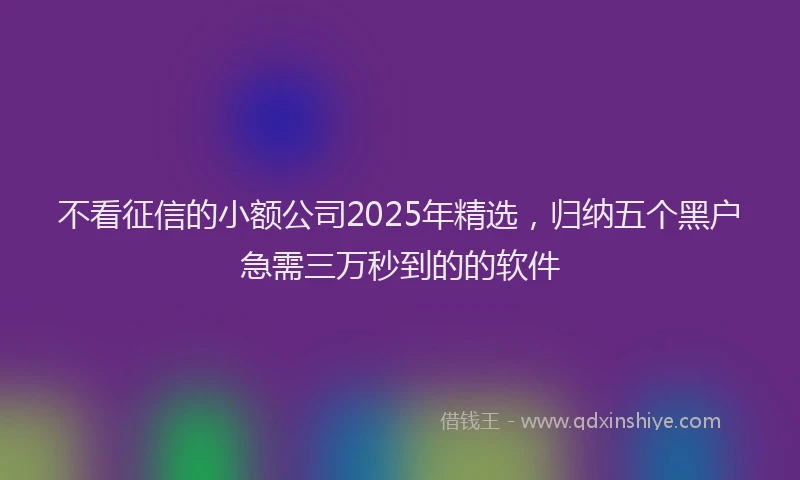 不看征信的小额公司2025年精选，归纳五个黑户急需三万秒到的的软件