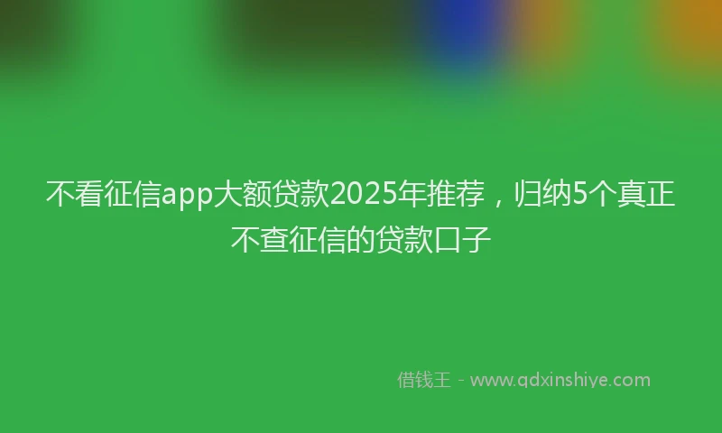 不看征信app大额贷款2025年推荐，归纳5个真正不查征信的贷款口子