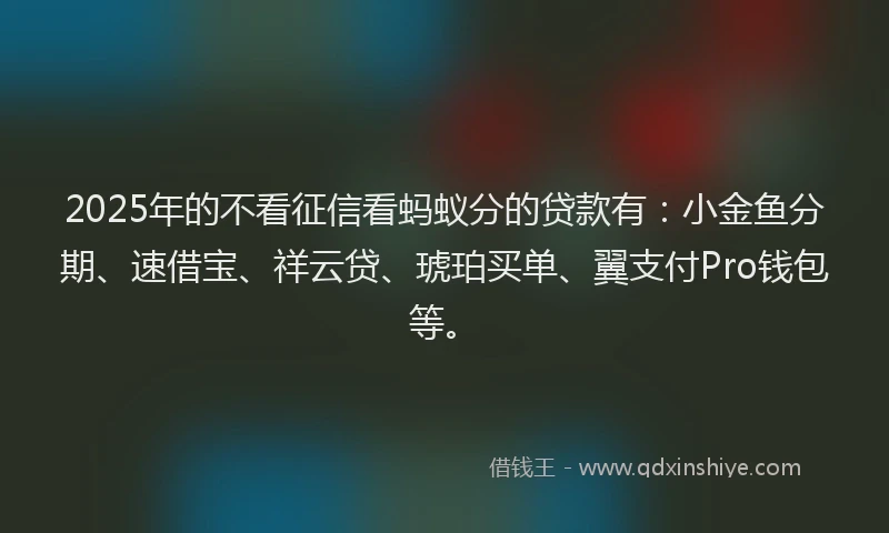 2025年的不看征信看蚂蚁分的贷款有：小金鱼分期、速借宝、祥云贷、琥珀买单、翼支付Pro钱包等。