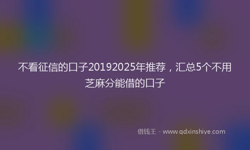 不看征信的口子20192025年推荐，汇总5个不用芝麻分能借的口子