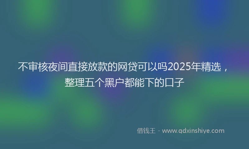 不审核夜间直接放款的网贷可以吗2025年精选，整理五个黑户都能下的口子