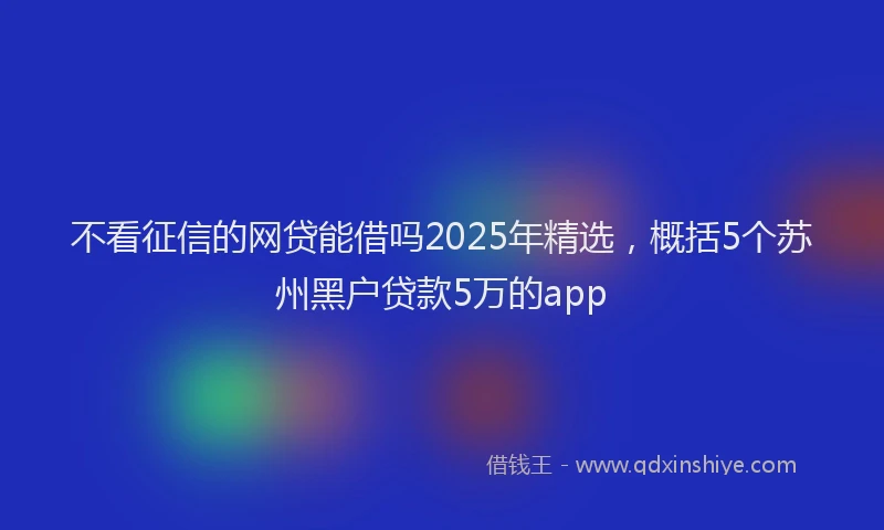 不看征信的网贷能借吗2025年精选，概括5个苏州黑户贷款5万的app