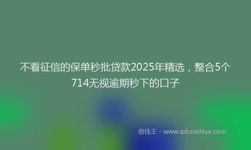 不看征信的保单秒批贷款2025年精选，整合5个714无视逾期秒下的口子