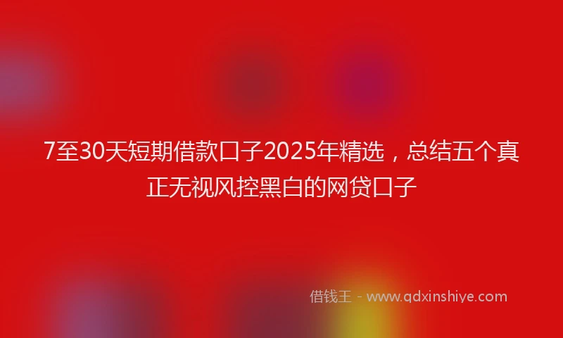 7至30天短期借款口子2025年精选，总结五个真正无视风控黑白的网贷口子