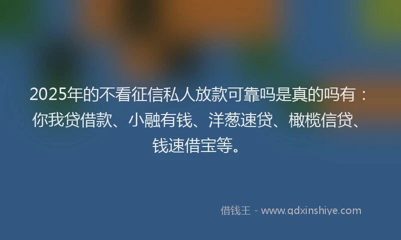 2025年的不看征信私人放款可靠吗是真的吗有：你我贷借款、小融有钱、洋葱速贷、橄榄信贷、钱速借宝等。