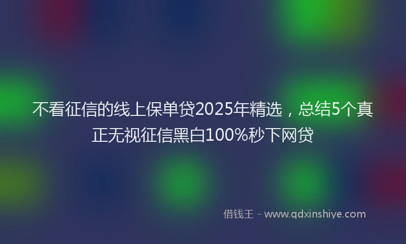 不看征信的线上保单贷2025年精选，总结5个真正无视征信黑白100%秒下网贷