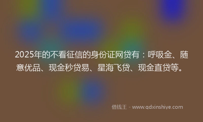 2025年的不看征信的身份证网贷有：呼吸金、随意优品、现金秒贷易、星海飞贷、现金直贷等。