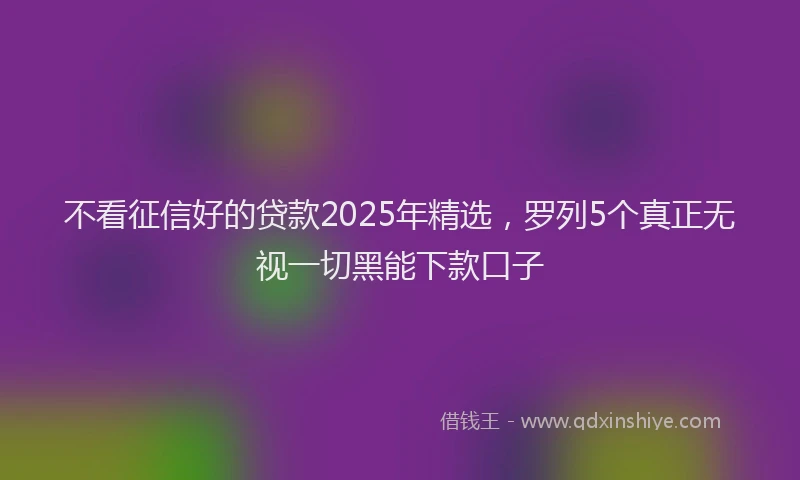 不看征信好的贷款2025年精选，罗列5个真正无视一切黑能下款口子