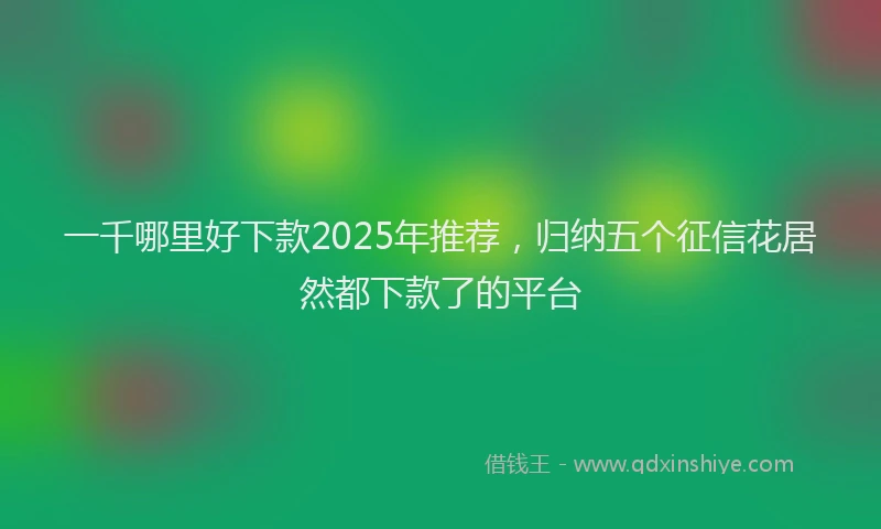一千哪里好下款2025年推荐，归纳五个征信花居然都下款了的平台