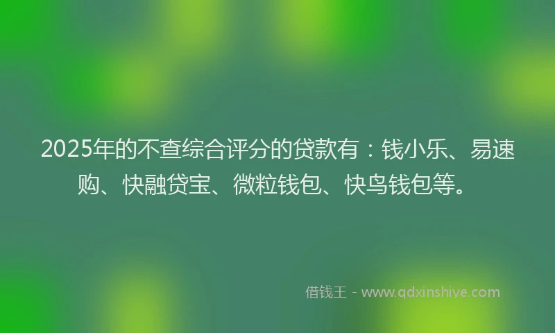 2025年的不查综合评分的贷款有：钱小乐、易速购、快融贷宝、微粒钱包、快鸟钱包等。