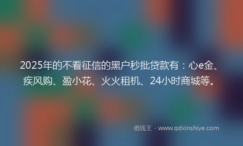2025年的不看征信的黑户秒批贷款有：心e金、疾风购、盈小花、火火租机、24小时商城等。