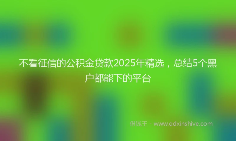 不看征信的公积金贷款2025年精选，总结5个黑户都能下的平台