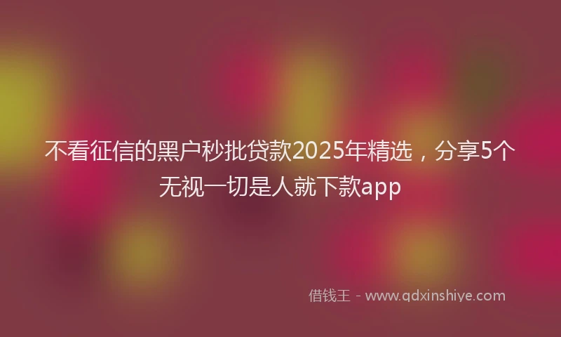 不看征信的黑户秒批贷款2025年精选，分享5个无视一切是人就下款app