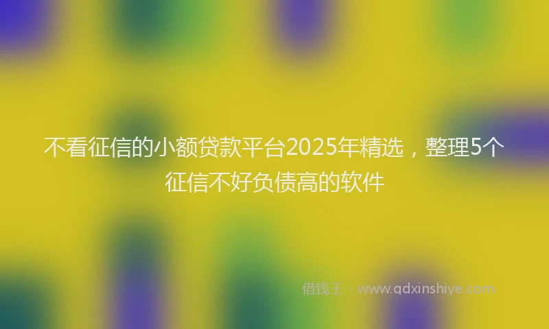 不看征信的小额贷款平台2025年精选，整理5个征信不好负债高的软件