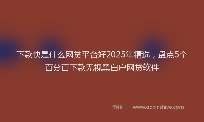 下款快是什么网贷平台好2025年精选，盘点5个百分百下款无视黑白户网贷软件