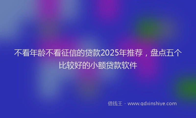 不看年龄不看征信的贷款2025年推荐，盘点五个比较好的小额贷款软件
