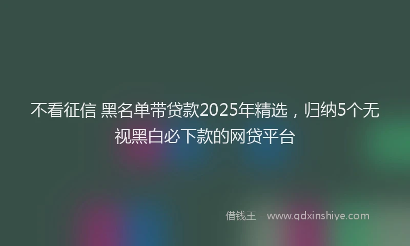 不看征信 黑名单带贷款2025年精选，归纳5个无视黑白必下款的网贷平台