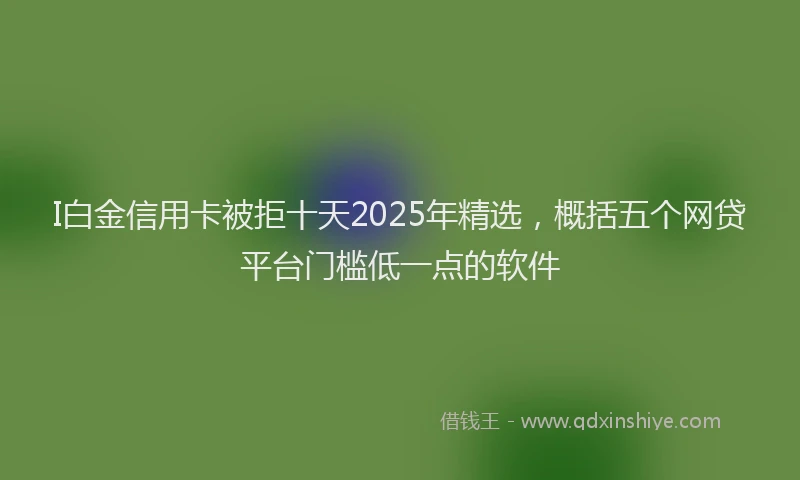 I白金信用卡被拒十天2025年精选，概括五个网贷平台门槛低一点的软件
