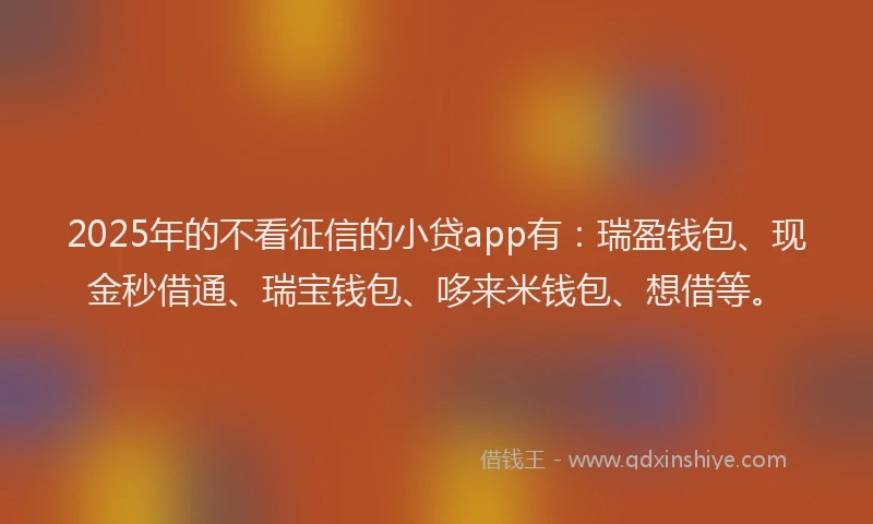 2025年的不看征信的小贷app有：瑞盈钱包、现金秒借通、瑞宝钱包、哆来米钱包、想借等。