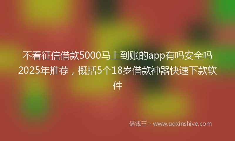 不看征信借款5000马上到账的app有吗安全吗2025年推荐，概括5个18岁借款神器快速下款软件