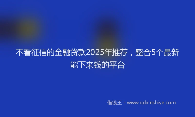 不看征信的金融贷款2025年推荐，整合5个最新能下来钱的平台
