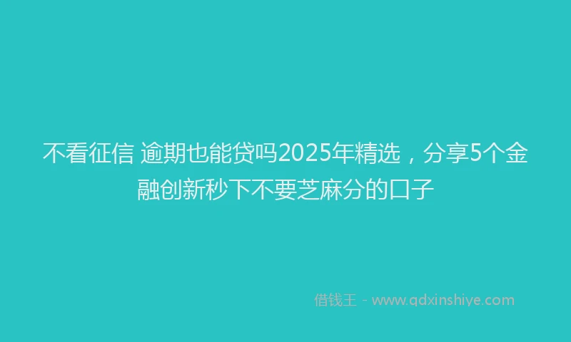不看征信 逾期也能贷吗2025年精选，分享5个金融创新秒下不要芝麻分的口子