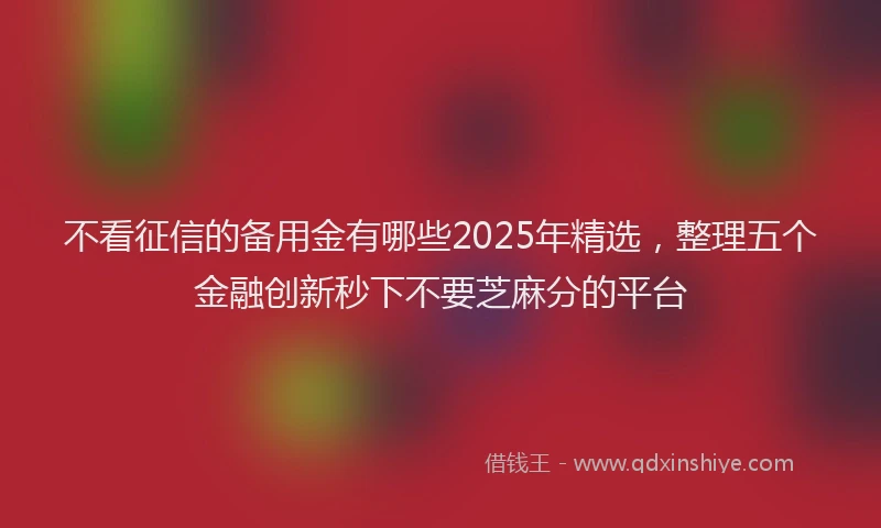 不看征信的备用金有哪些2025年精选，整理五个金融创新秒下不要芝麻分的平台