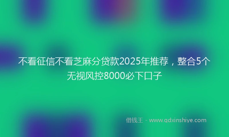 不看征信不看芝麻分贷款2025年推荐，整合5个无视风控8000必下口子
