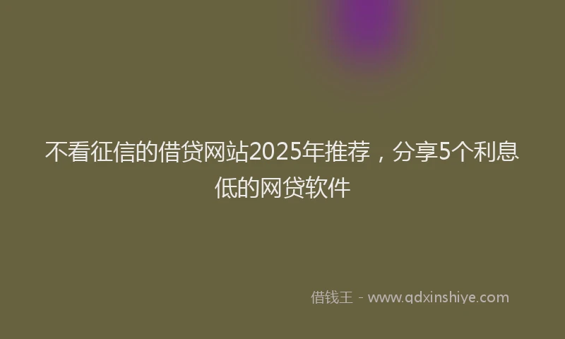 不看征信的借贷网站2025年推荐，分享5个利息低的网贷软件