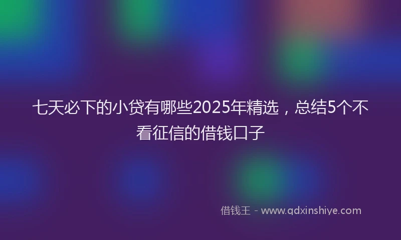 七天必下的小贷有哪些2025年精选，总结5个不看征信的借钱口子