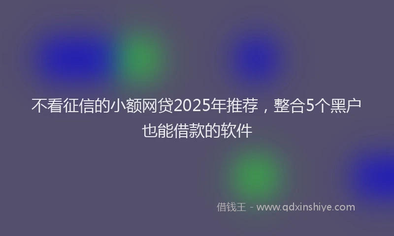 不看征信的小额网贷2025年推荐，整合5个黑户也能借款的软件