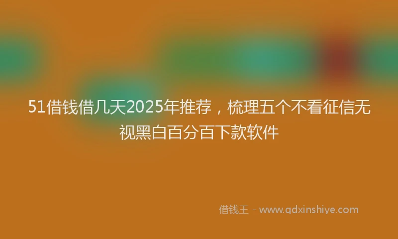 51借钱借几天2025年推荐，梳理五个不看征信无视黑白百分百下款软件