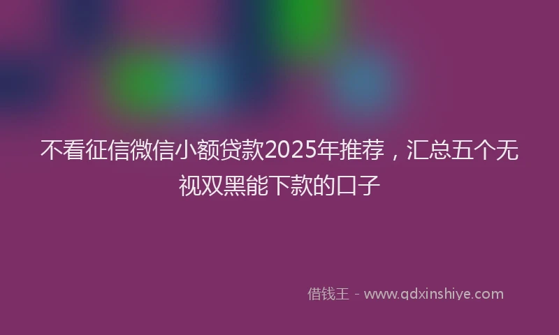 不看征信微信小额贷款2025年推荐，汇总五个无视双黑能下款的口子