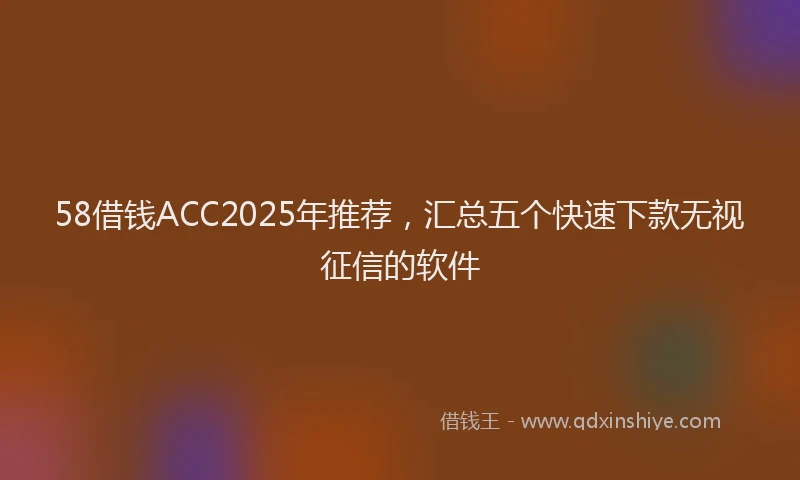 58借钱ACC2025年推荐，汇总五个快速下款无视征信的软件