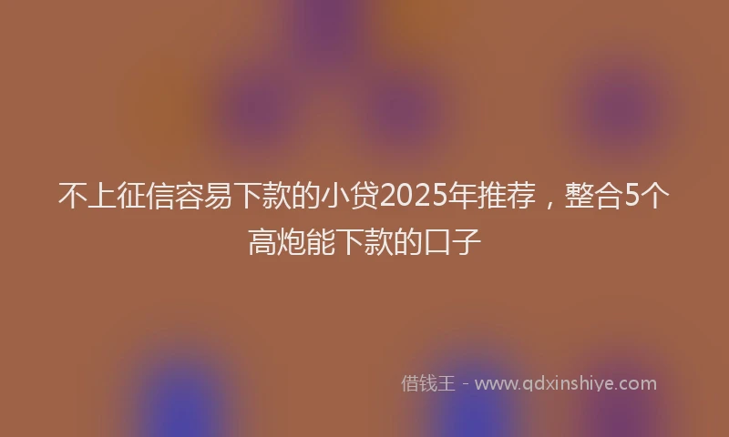不上征信容易下款的小贷2025年推荐，整合5个高炮能下款的口子