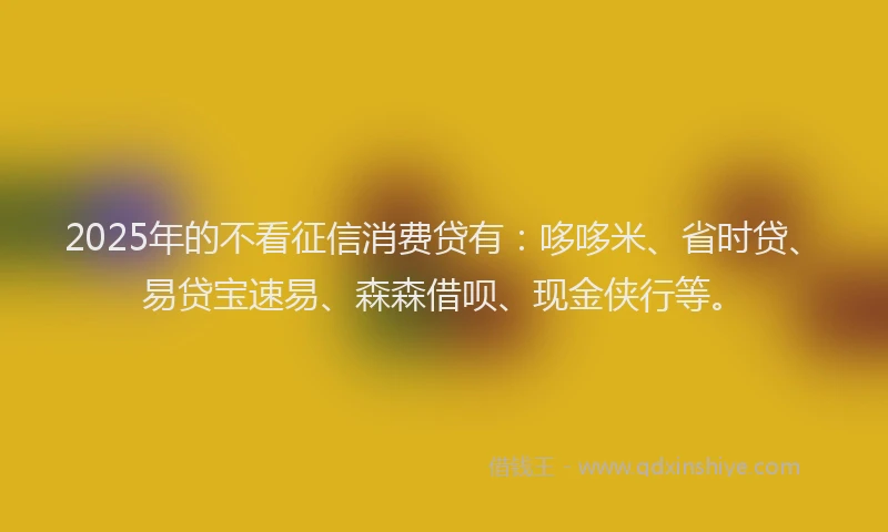 2025年的不看征信消费贷有：哆哆米、省时贷、易贷宝速易、森森借呗、现金侠行等。
