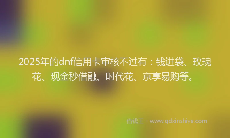 2025年的dnf信用卡审核不过有：钱进袋、玫瑰花、现金秒借融、时代花、京享易购等。